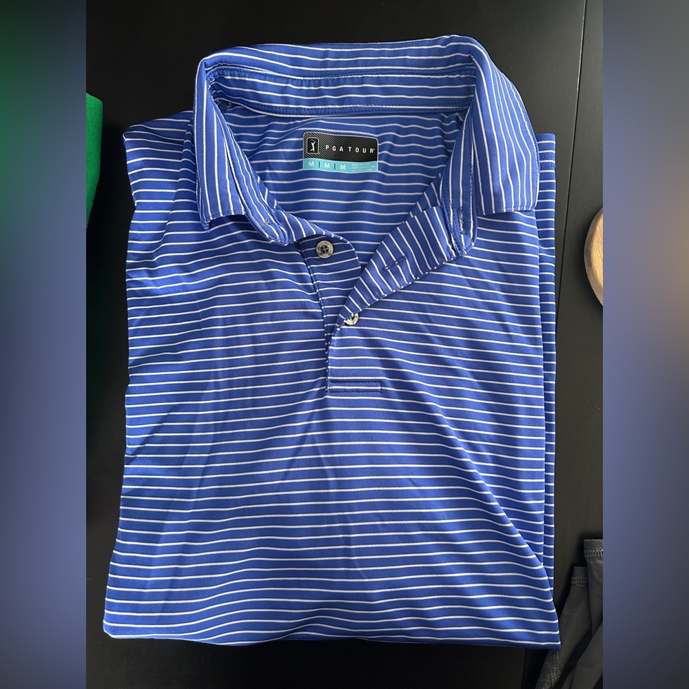 PGA Tour Men's Blue and White Polo Shirt